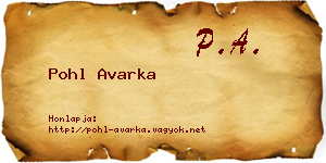 Pohl Avarka névjegykártya